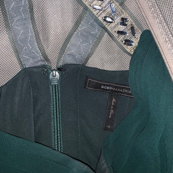 BCBG MaxAzria Celestine Dark Green Floor Length Dress - Picture 8 of 9